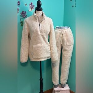 Style & Co. Cream Sherpa look Pullover and Joggers Set